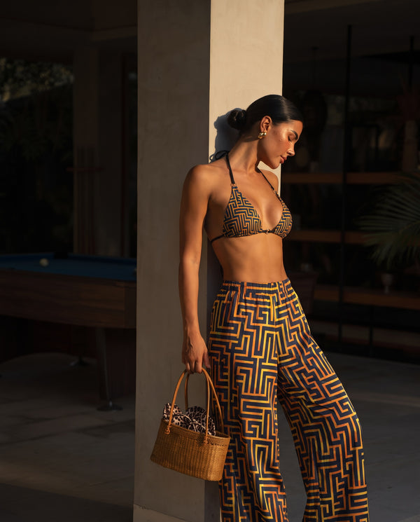 INAYA – Pantalon fluide • Motif Nkyinkyim