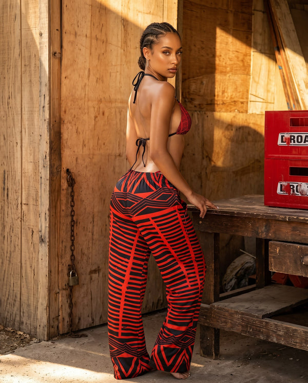 SALLY - Pantalon fluide • Motif Nkyimu