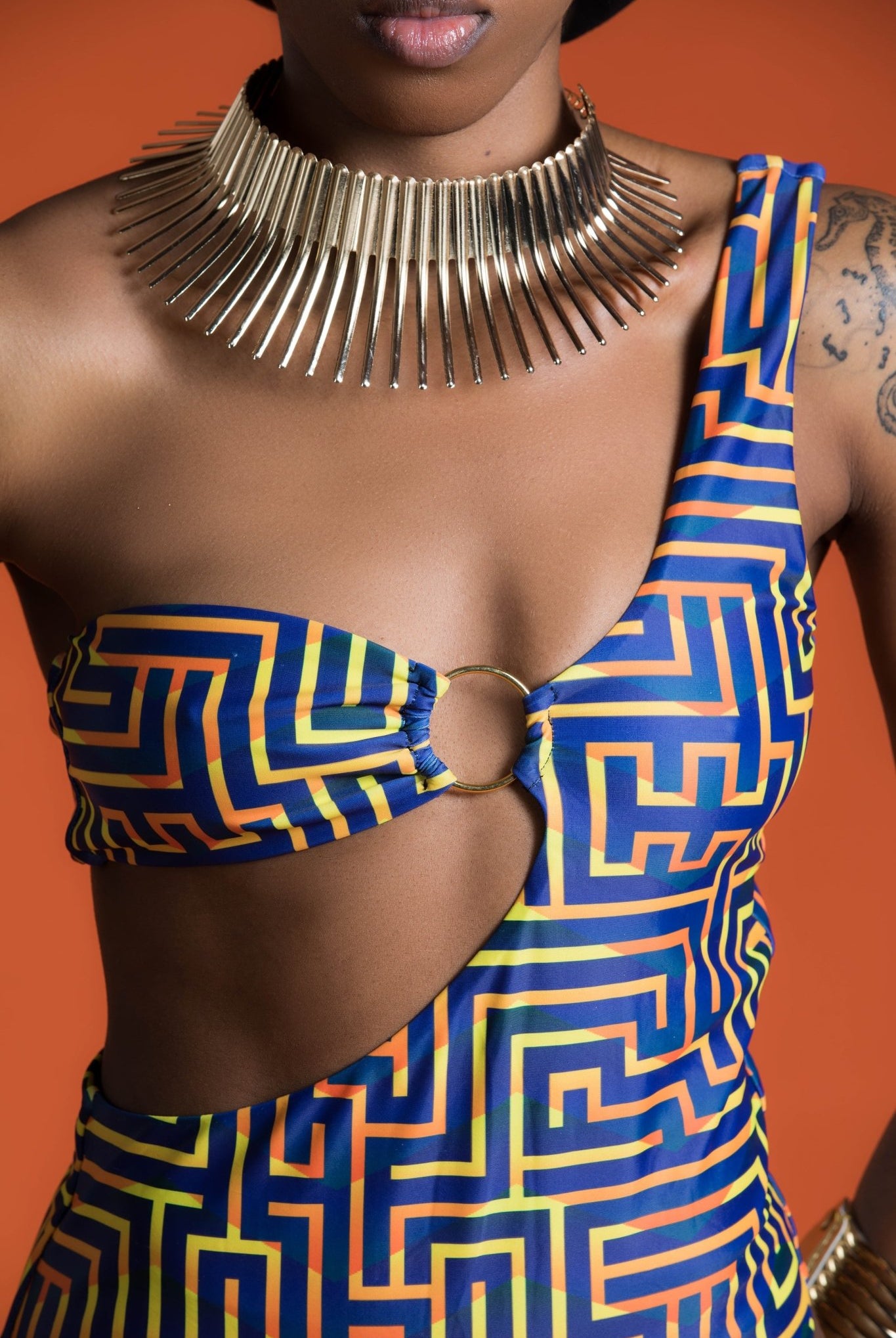 AfroGlam- Gros bijoux africain - collier et boucle d'oreille - EBONYS